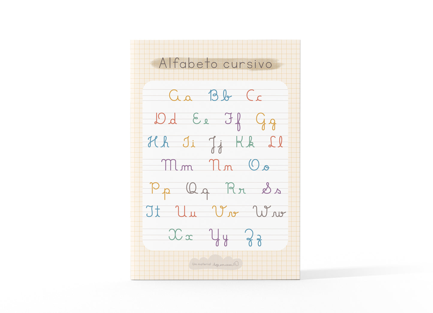 Pôster do alfabeto em letra cursiva